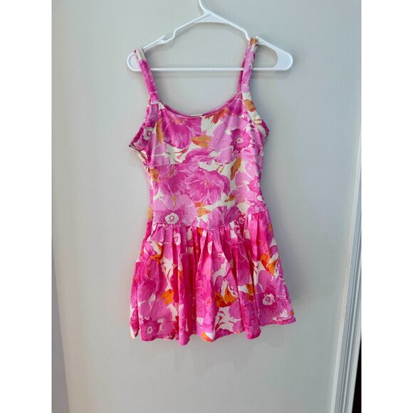 Pink Floral Dress With Attached Shorts Peach Love California M - Picture 4 of 8